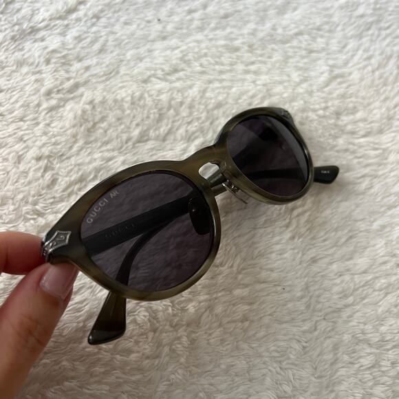 GUCCI Acetate Round Metal Sunglasses GG0071S Gray & Green - Picture 4 of 14